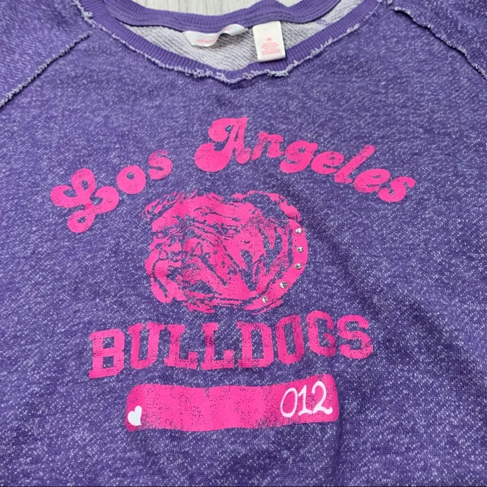 Vintage Derek Heart Los Angeles Bulldogs Print Crop Sweat Top - Image 3