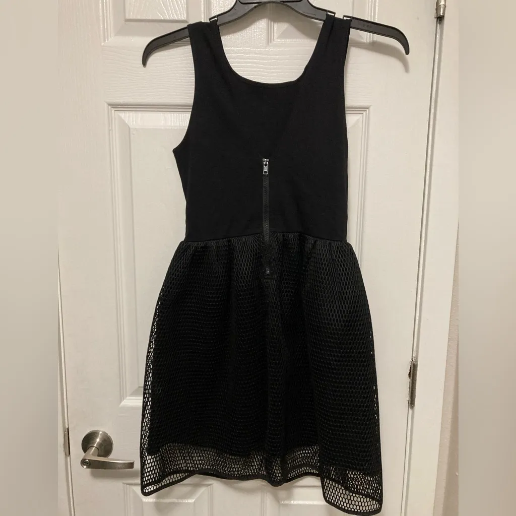 Aqua Black Sleeveless Fit & Flare with Fishnet Lace Dress - Image 9