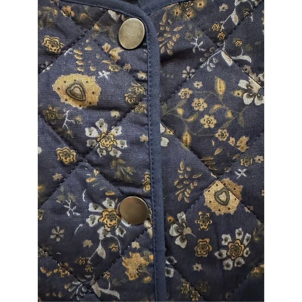 Anthropologie Current Air 100% Cotton Floral Print Quilted Jacket Size S - Image 4