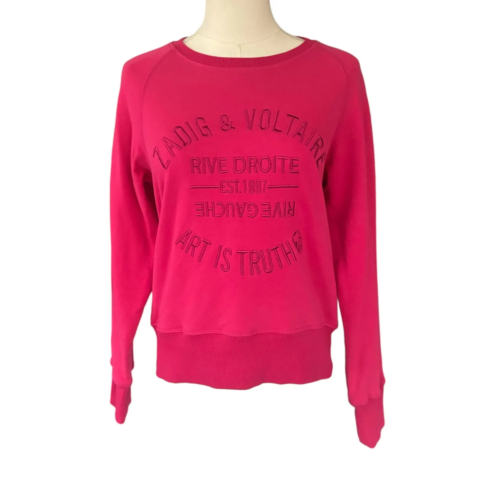 Zadig & Voltaire Walky Brode Art is Truth Pullover Sweatshirt Pink Size XS - Image 4