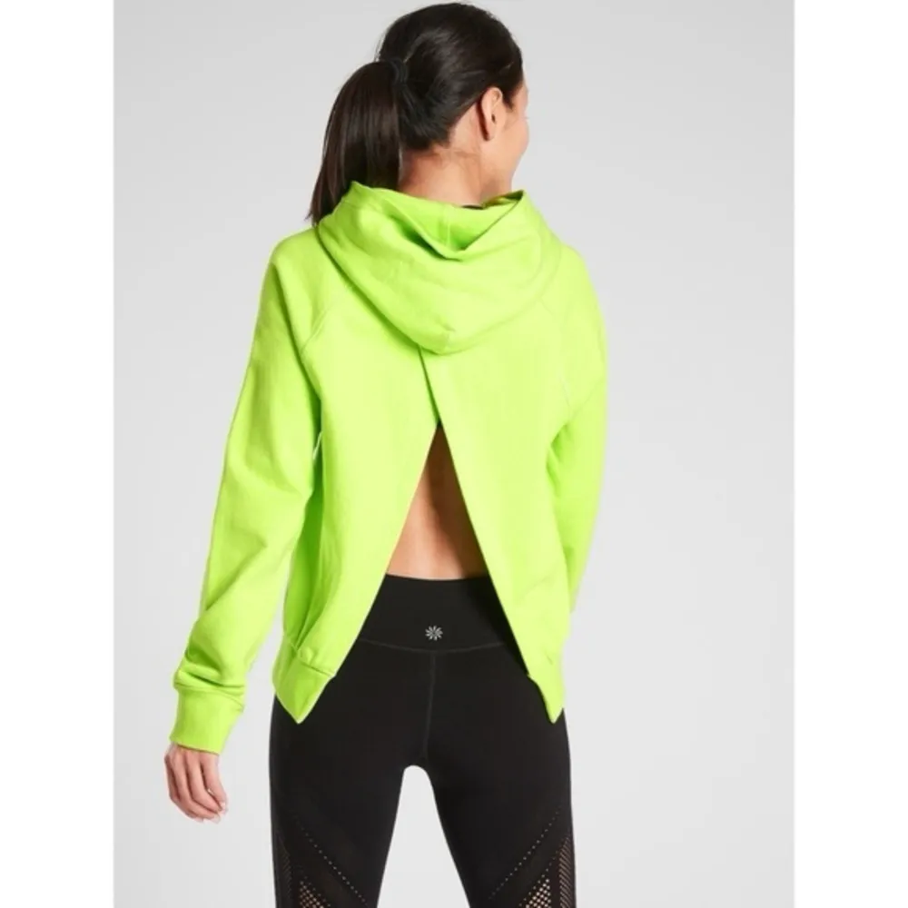 Athleta Moonrise Neon Green Hoodie Sweatshirt Size S Open Back Thick Bright Gym - Image 12