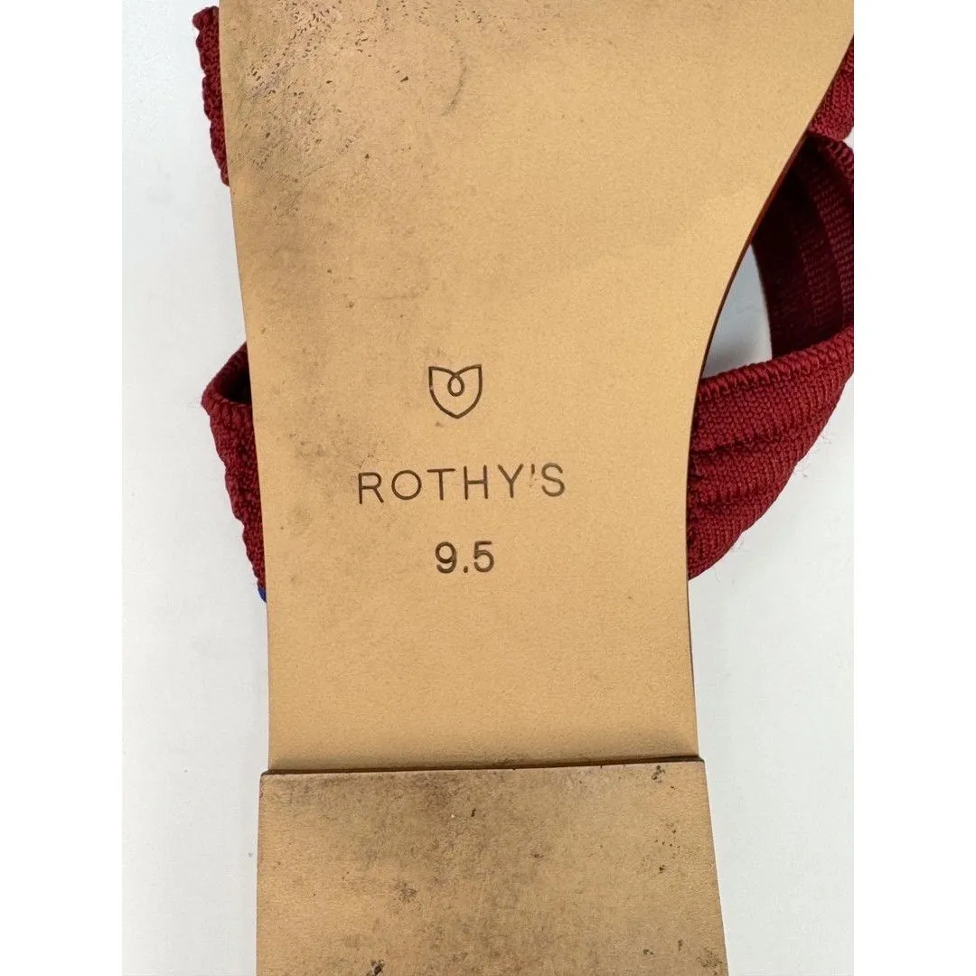 Rothys The Triple Band Womens Sandals Red Flat Slip On Slide Comfort US 9.5 - Image 8