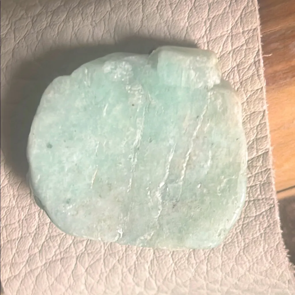 New Leslie Curtis Artisan Leather Cuff Bracelet Amazonite Centerpiece Pearl Green - Image 2