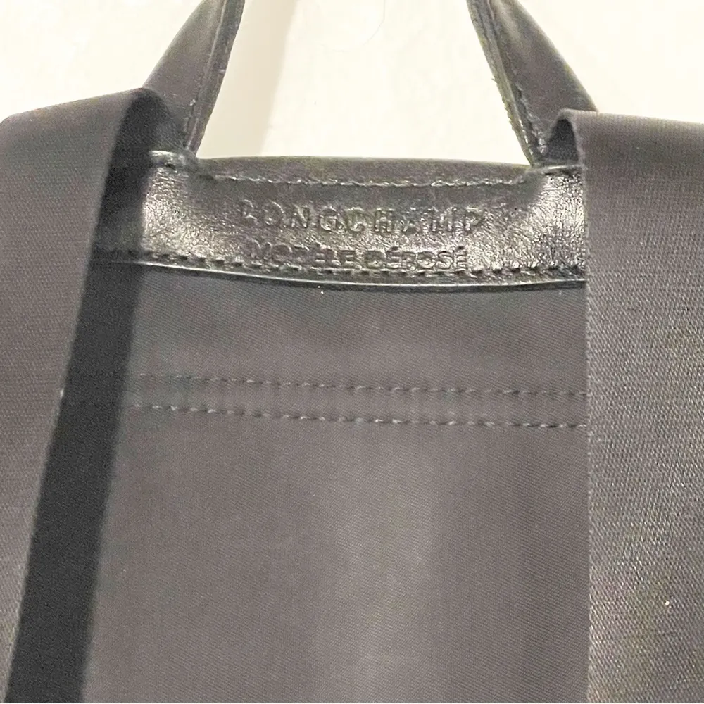 Longchamp Paris Black Nylon 2 strap Back Pack Bag FLAWED - Image 6