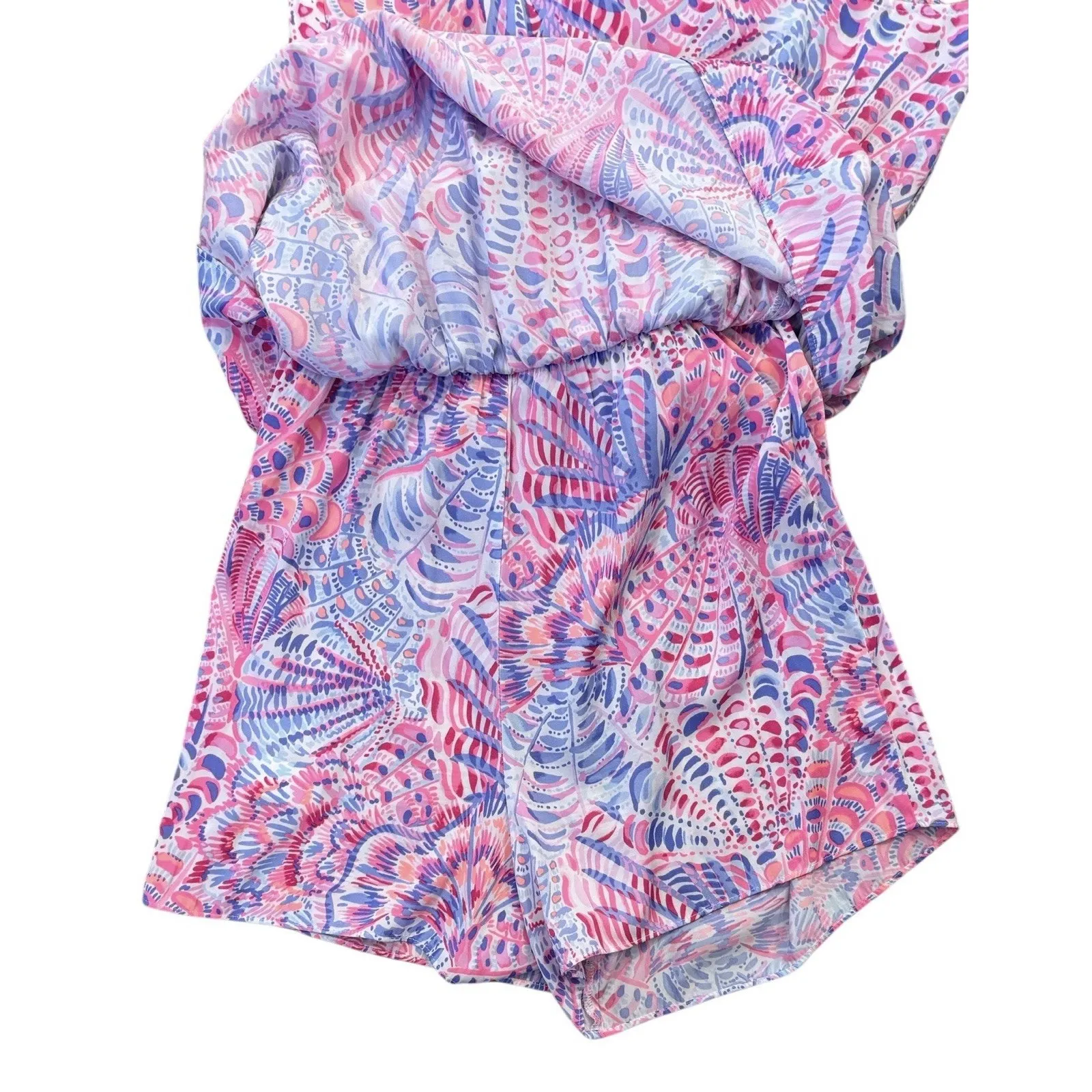 Lilly Pulitzer Zana Romper Shorts Dress Sleeveless Ruffle Tropical Size Small - Image 12