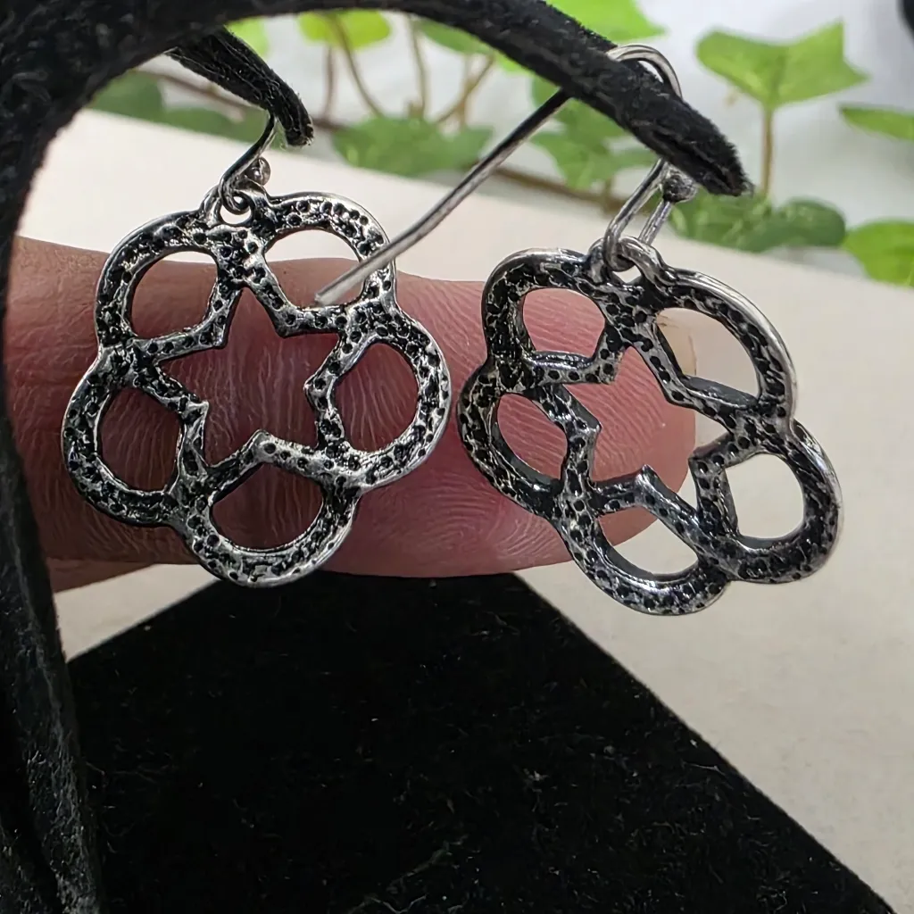 Silver Horseshoe Medallion Pendant Necklace and Earrings Set - Image 11