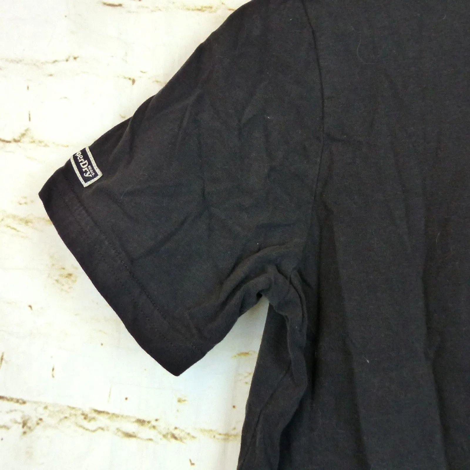 Superdry Black Label T-Shirt Women US 6 Black Out Graphic Logo Short Sleeve Moto - Image 12