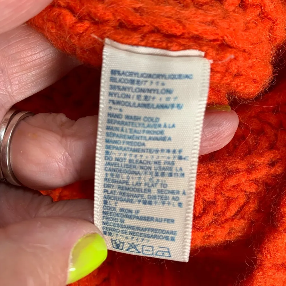 Rebecca Minkoff  (Blood Orange)Chunky Knit Cropped Turtleneck Sweater XS X-Small - Image 9