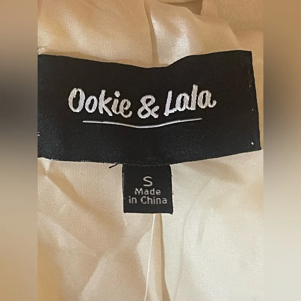 Ookie & Lala Women's Size S Mix Media Drape Front Moto Jacket Color Stone NWT - Image 9