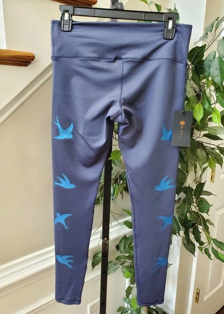 Noli Women Blue Bird Polyester Mid Rise Pull on Skinny Fit Yoga Pant Size M - Image 7