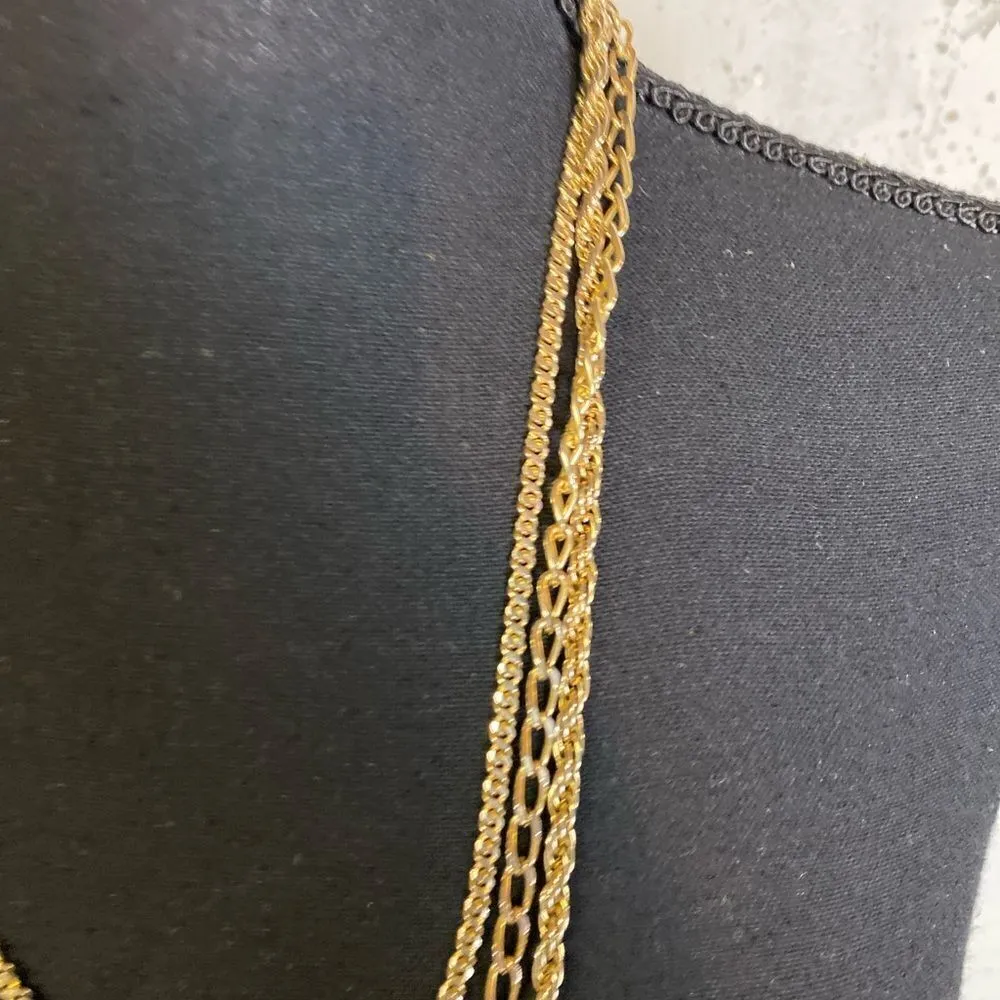 #404 CLAIRES Multi Chain Necklace Gold - Image 3