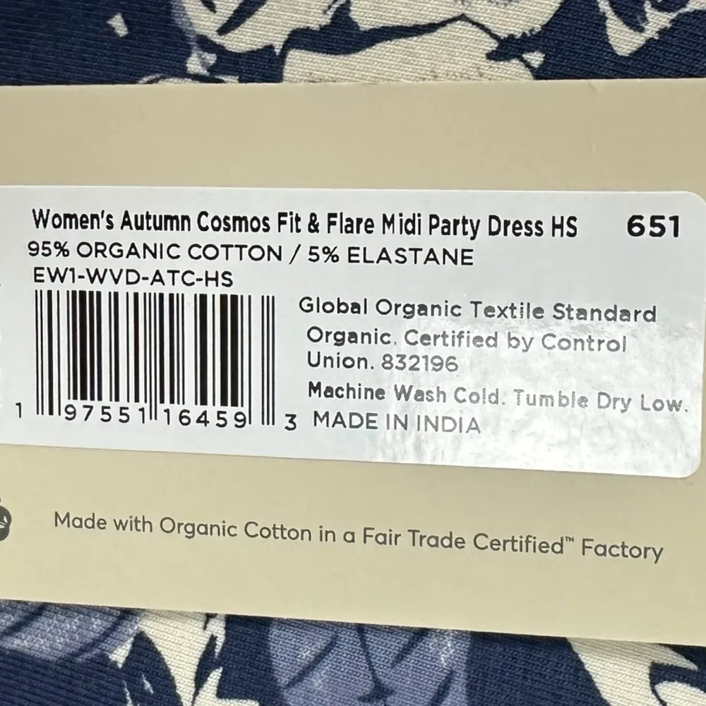 Pact Organic Spring Floral Fit & Flare Midi Party Dress Size Small NWT - Image 7