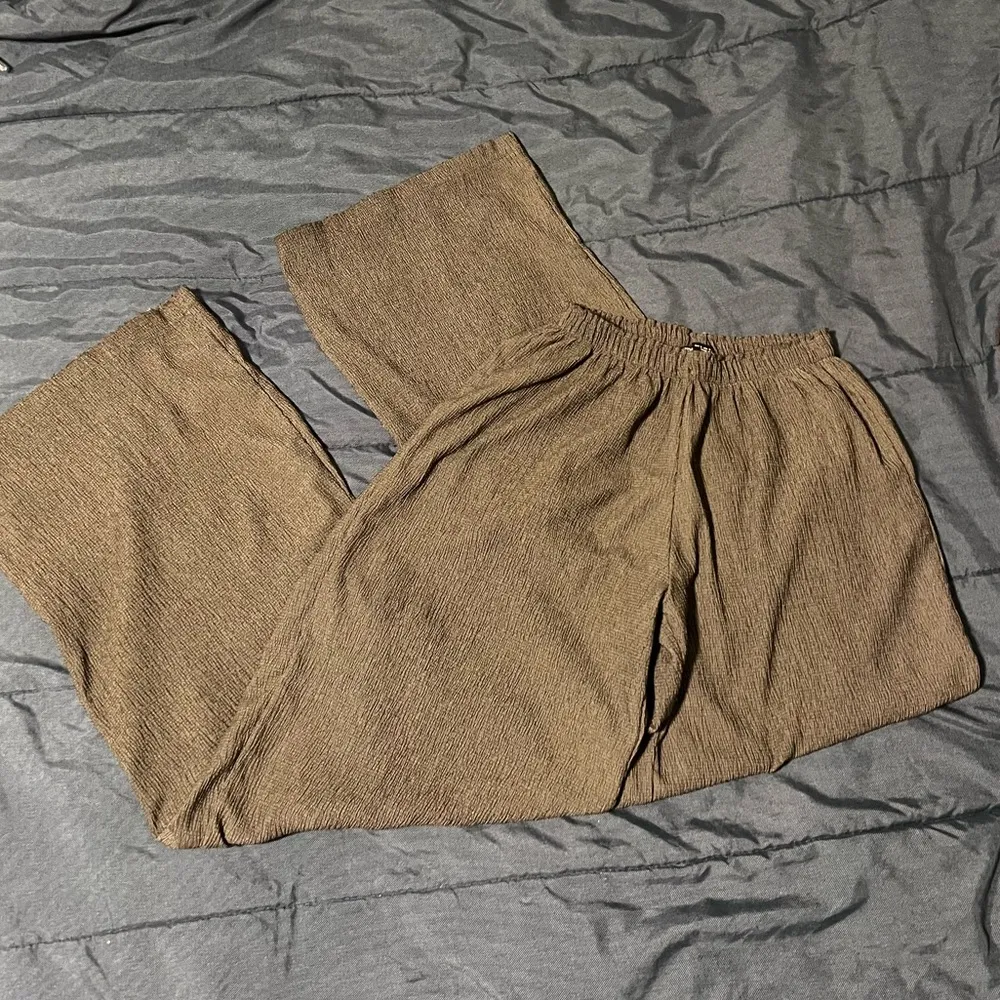 Zara Dark Gray Small Wide Leg Ribbed Pants - Image 3