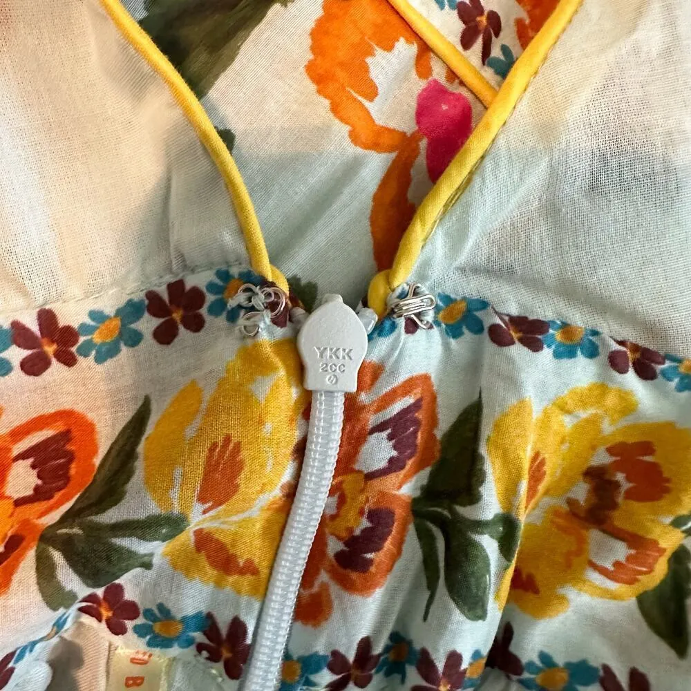 Farm Rio Blue Spring Bananas Midi Dress Size Large Tropical Vacation Casual - Image 6