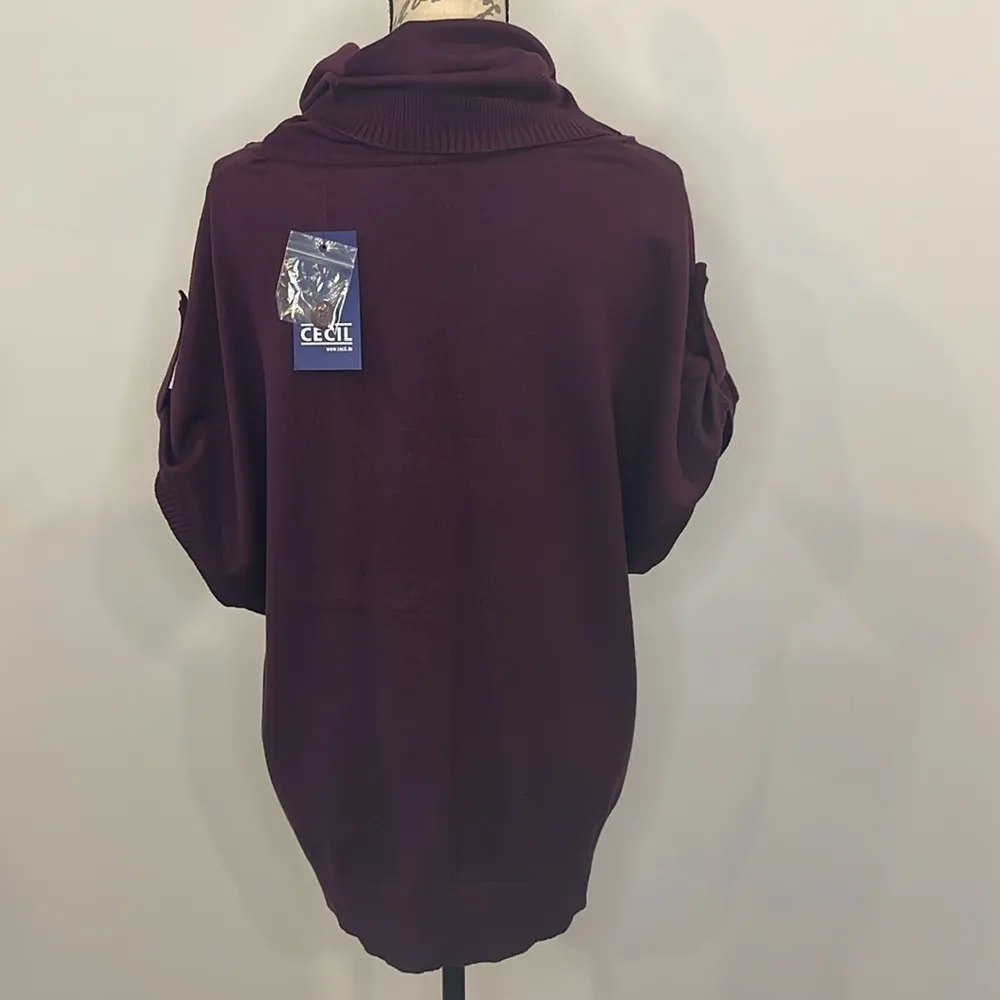 NWT Cecil Germany fine knit cowl neck sweater eggplant purple M - Image 3