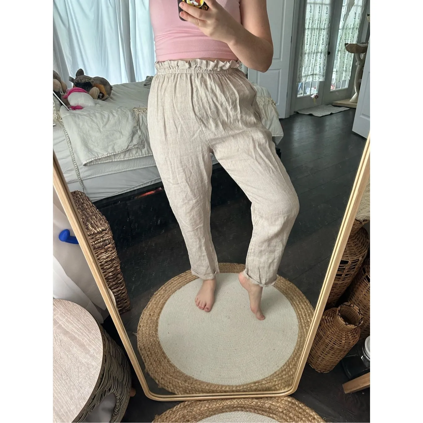 Suzy D London 100% Linen Striped Women’s Pants Size Medium - Image 2