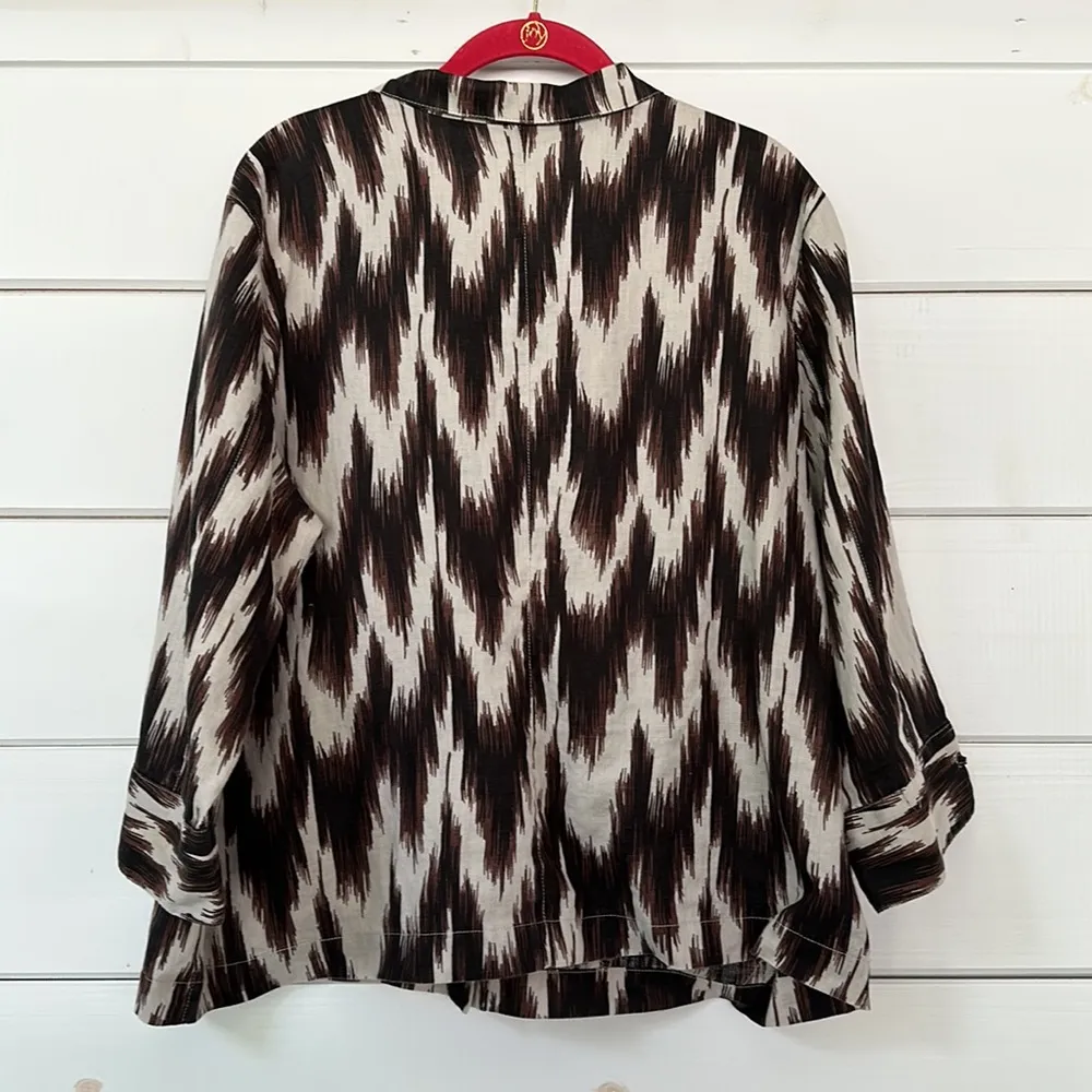 Chico’s Ikat Linen Button Up Top Jacket Size 3 - Image 10