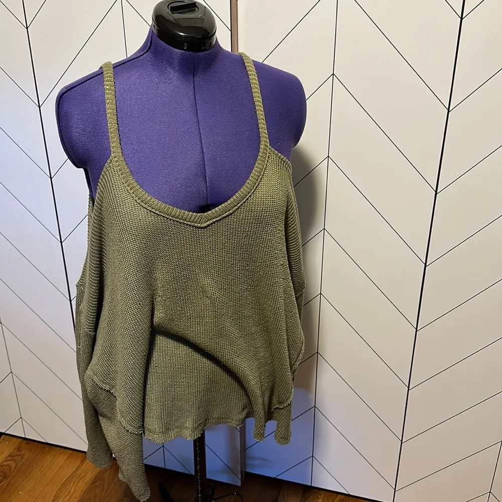 Deletta Anthropologie Women Large Cold Shoulder Oversized Long Sleeve Green - Image 4