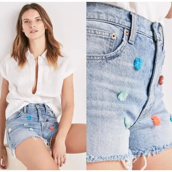 Lucky Brand Pom Pom High Rise Jeans Shorts - Image 2