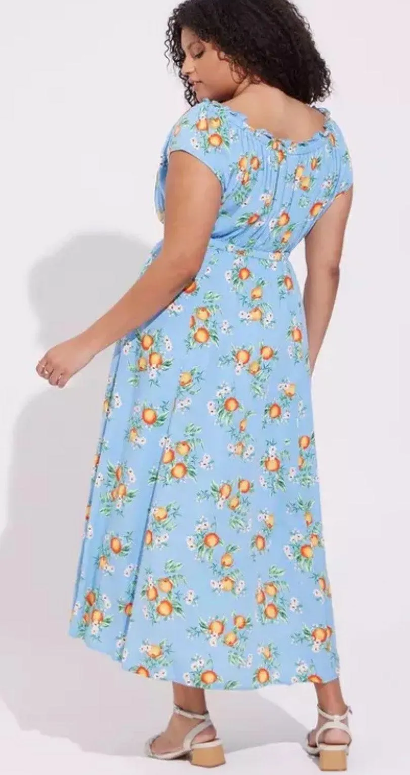 3 Plus Size Floral Maxi Textured Woven Double Slit Dress 3x 22-24 - Image 2