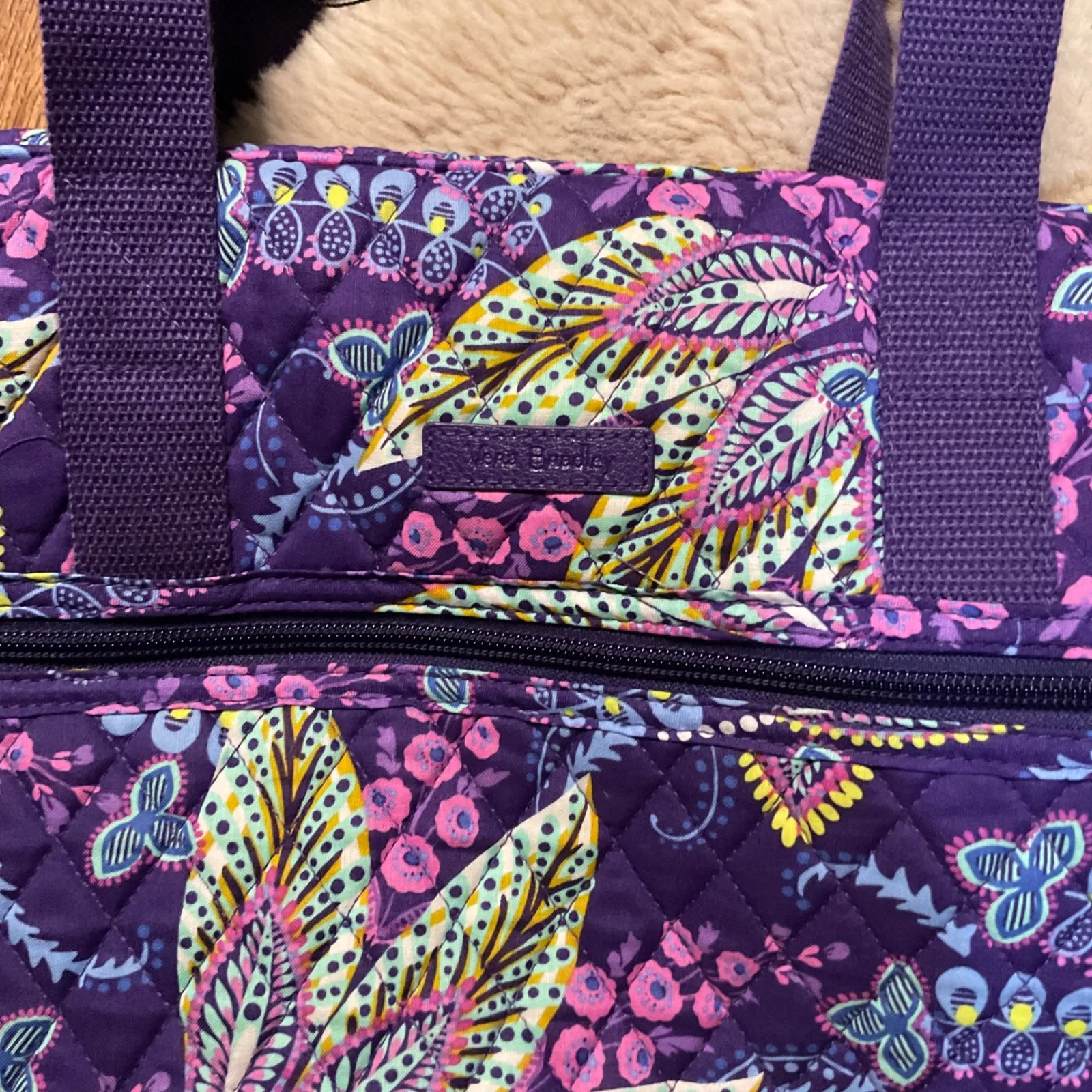 Vera Bradley Traveler Carry On Overnight Set Purple Print 3 Piece Floral Escape - Image 2