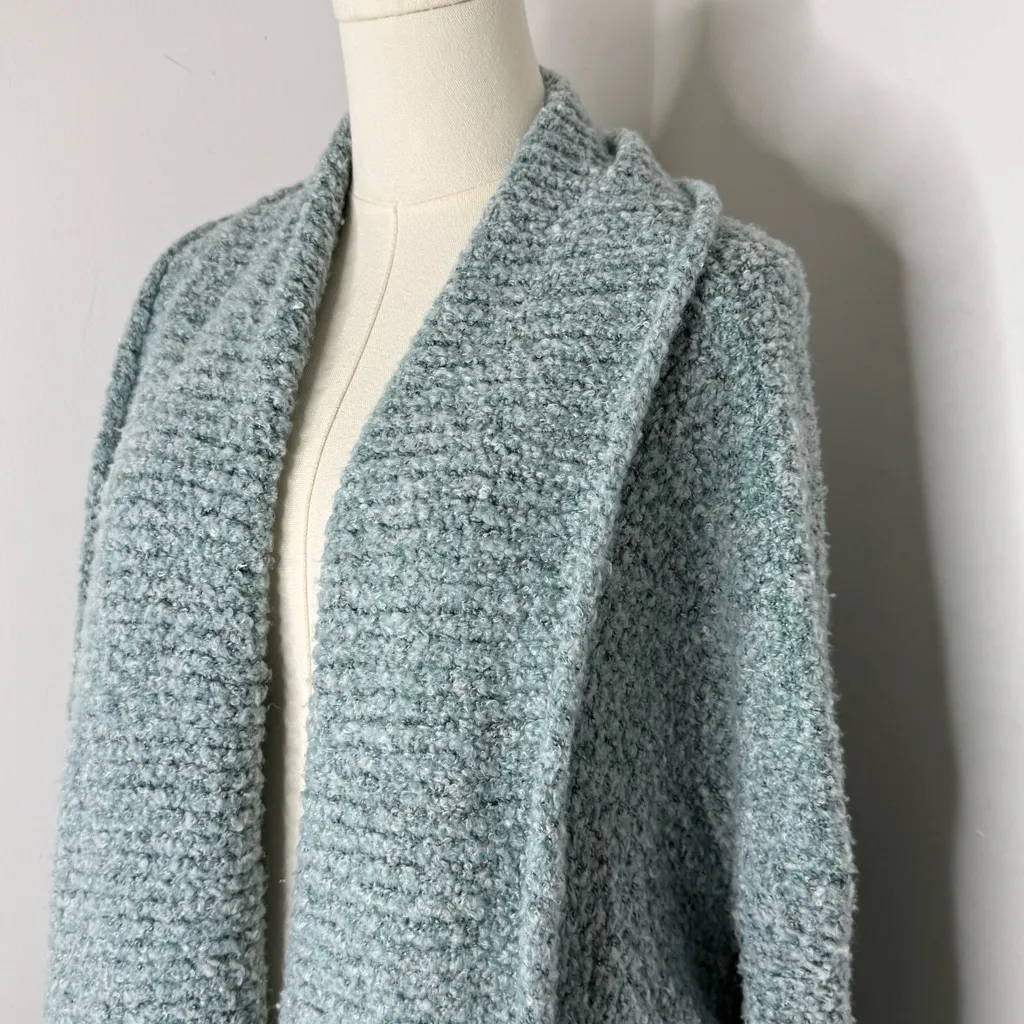 Free People BFF Cardigan Sweater XS/TP Blue Bouclé Open Front Cozy Knit - Image 3