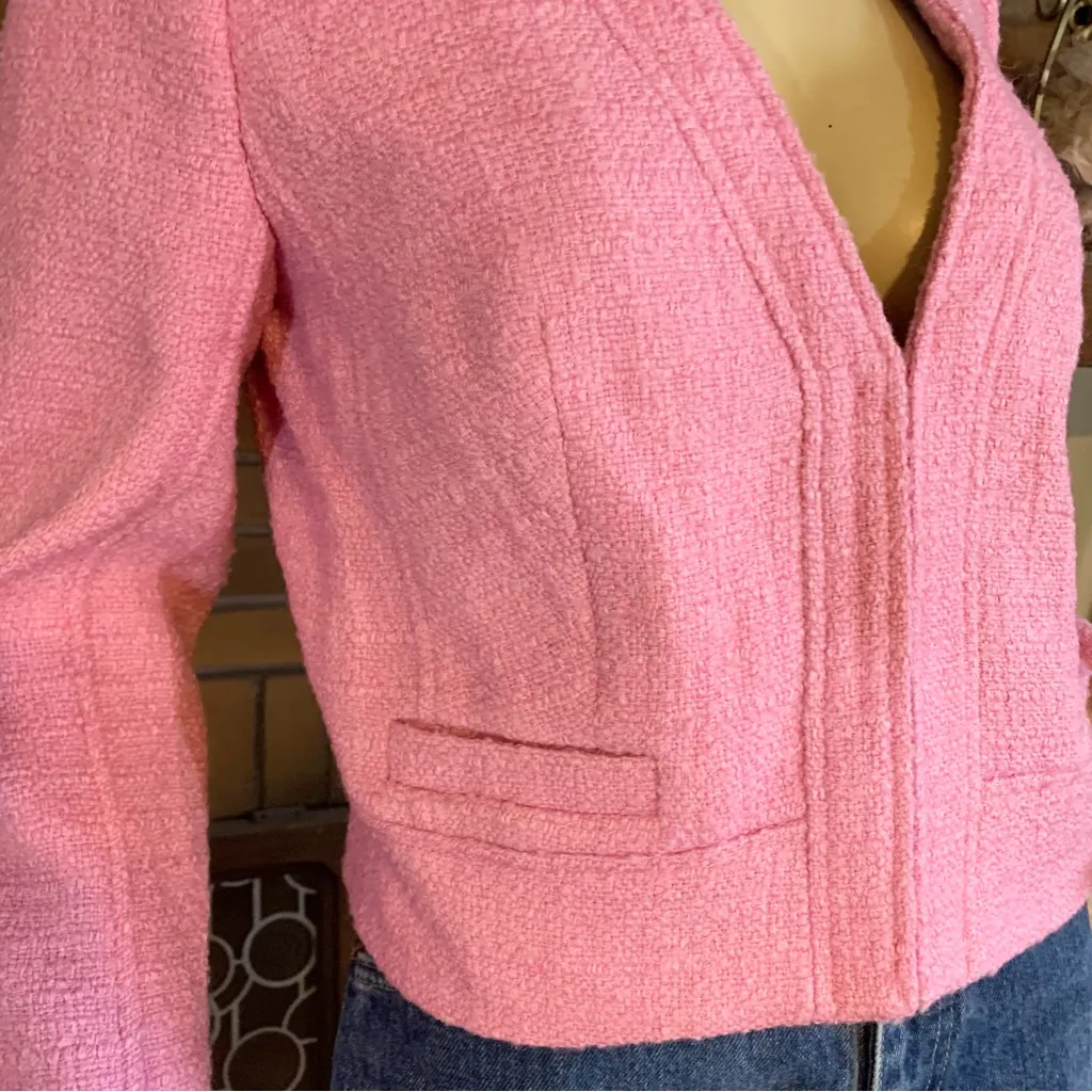 J. CREW PINK WOOL BLEND "COLLARLESS LADY JACKET IN MARITIME TWEED" BLAZER (4) - Image 8