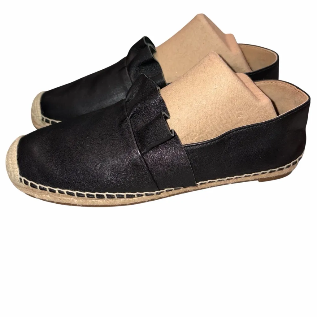 NEW Michael Kors Collection Black Leather Laticia Espadrille Flats Shoes 36 6 - Image 4