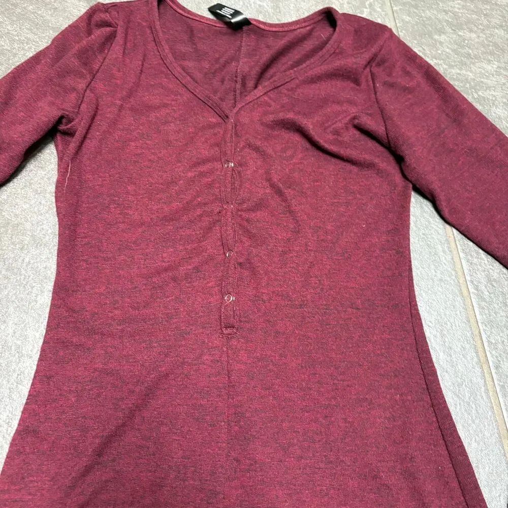 Be Wicked Deep Burgundy Long Sleeve Romper Loungewear Shorts Sleepwear Comfy 2X Purple Size undefined - Image 9