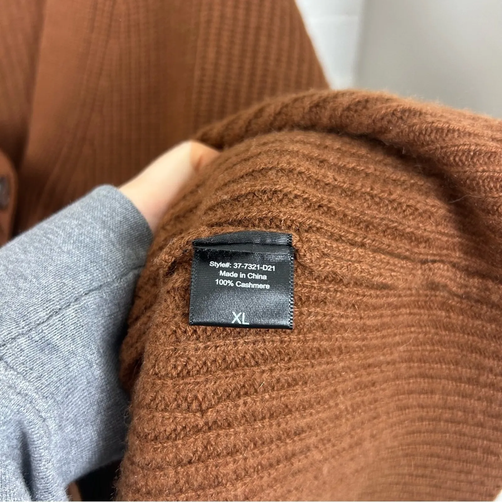 Jenni Kayne RARE Cinnamon Brown Cashmere Cocoon Cardigan Sweater Size XL - Image 10