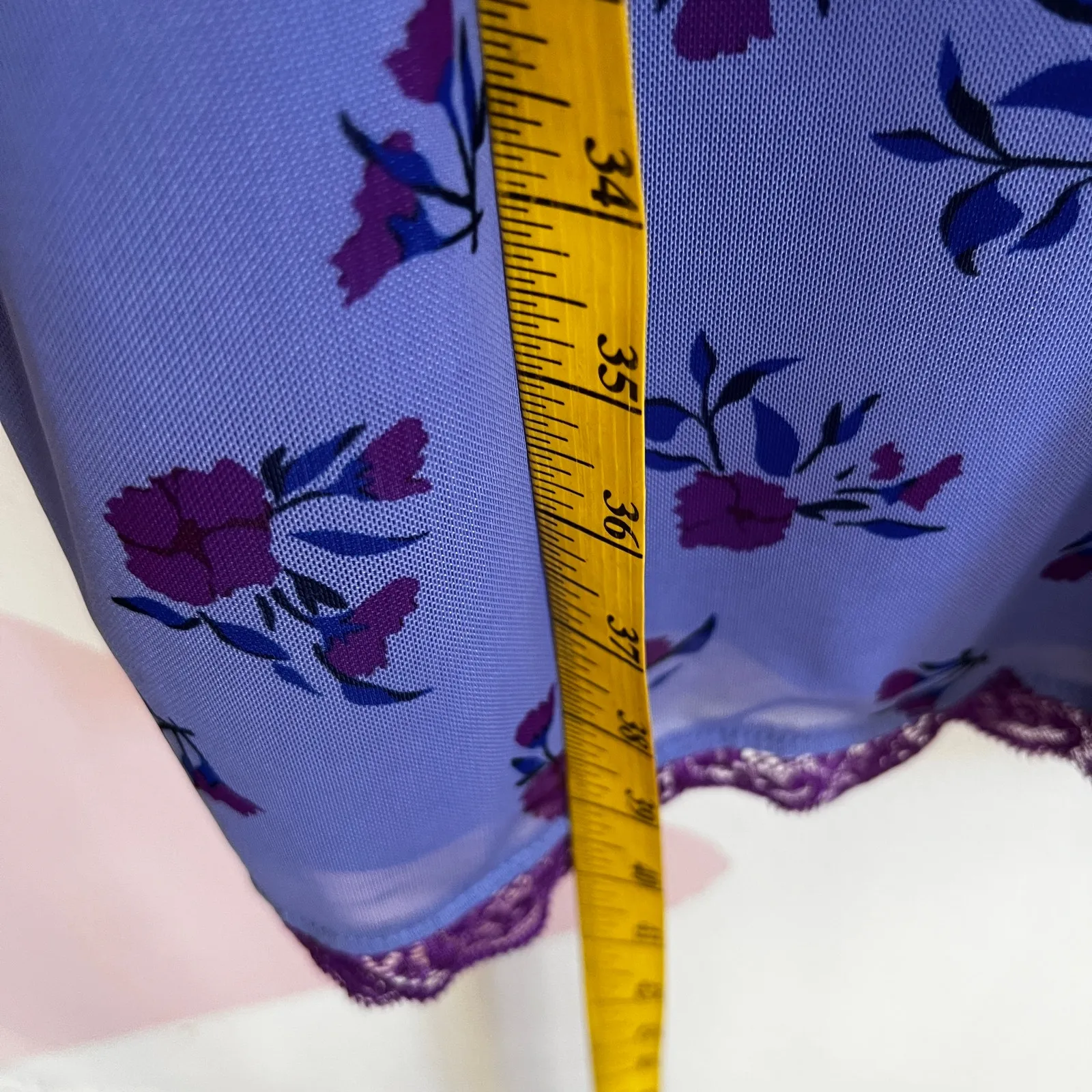 Purple Floral Lace Babydoll Dress Sheer Mesh Y2K 2000s Fairy Grunge Coquette XXL - Image 5