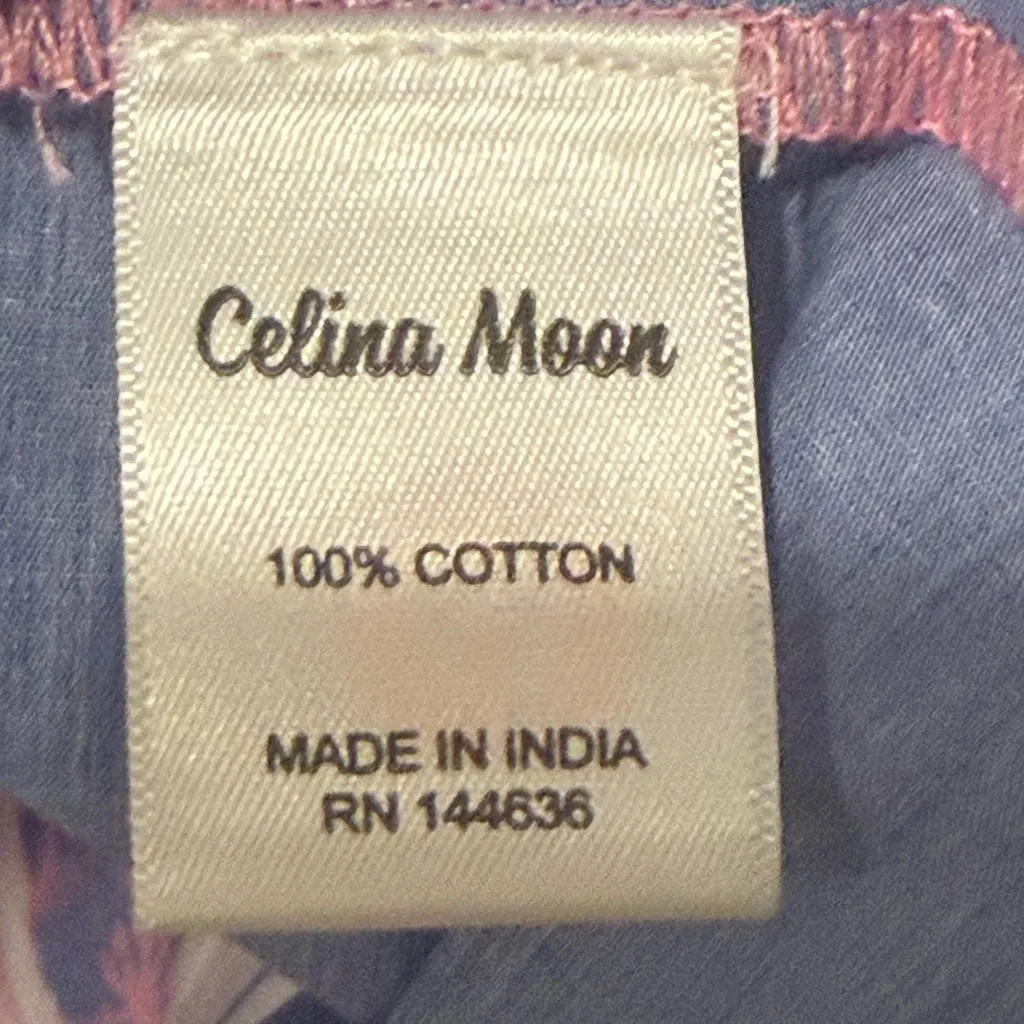 CELINA MOON cotton mini pink purple dress size large NWT - Image 6