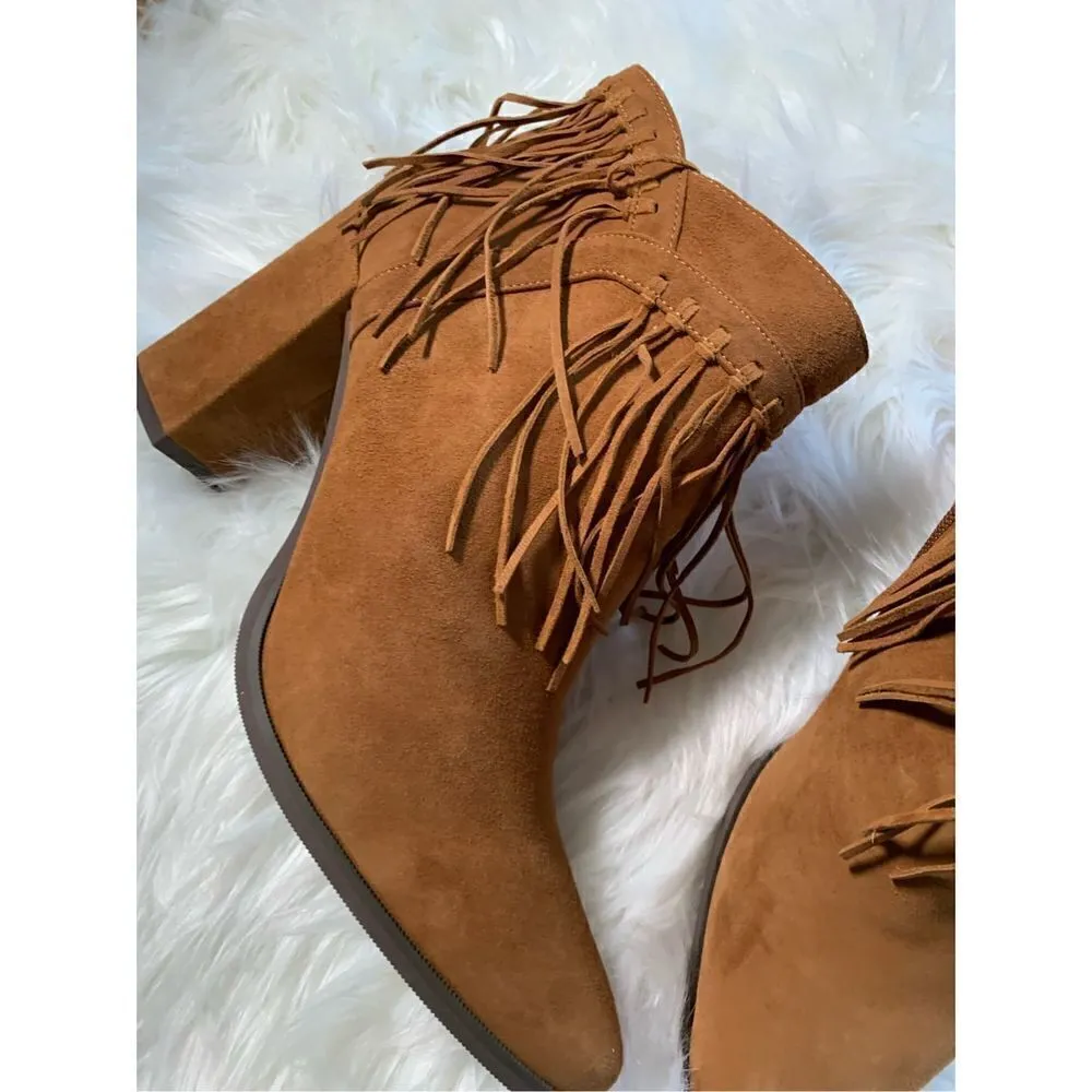 Nine West brown fringe booties size 9 - Image 7