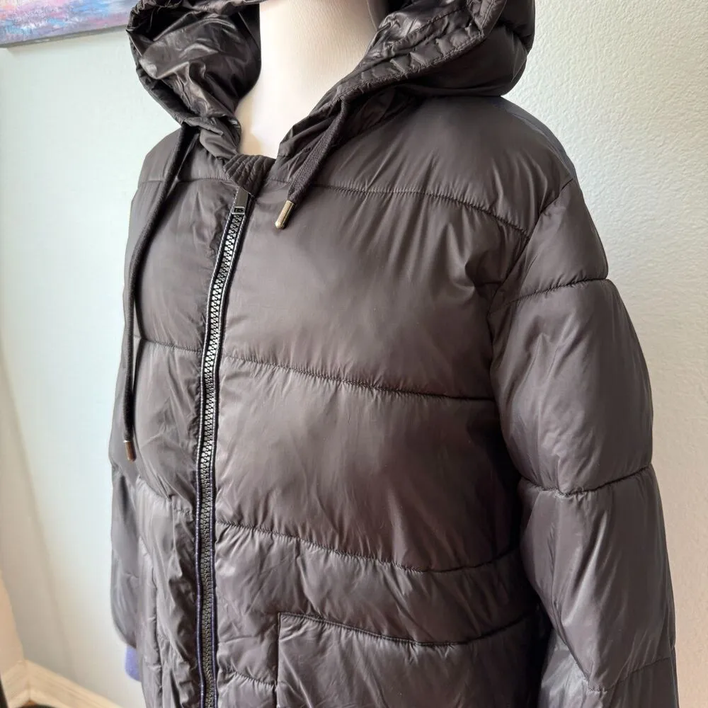 OOF Long Quilted Puffer Coat Black Size 10 - Image 5