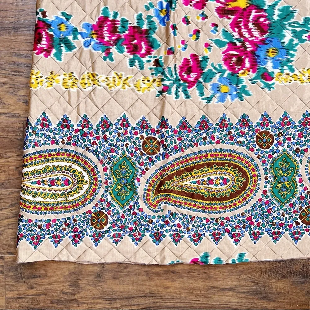 vintage • 60s quilted maxi skirt bohemian 70s retro midi Alex Colman floral mod - Image 6