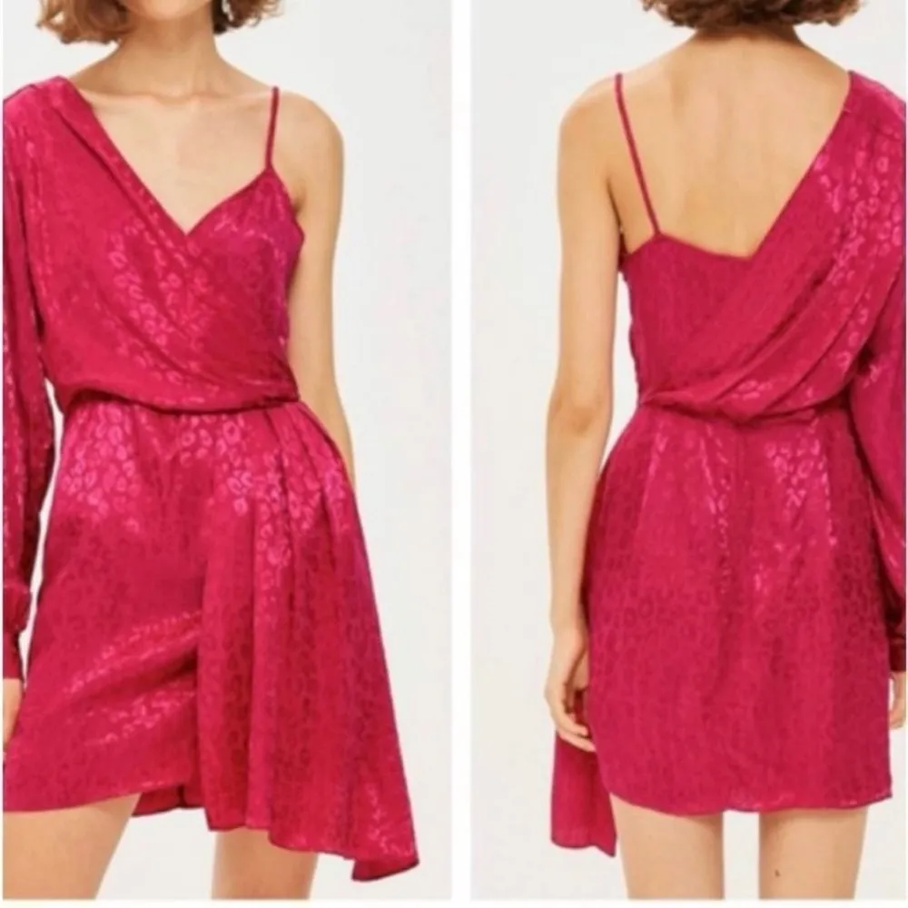 Topshop One Shoulder Drop Jacquard Leopard Dress - Image 15