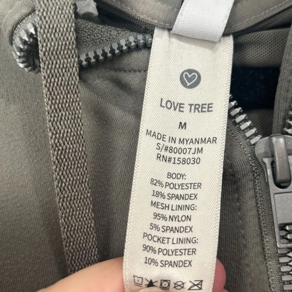 Love Tree Olive Green Fitted Athletic Jacket Size Medium - Image 3