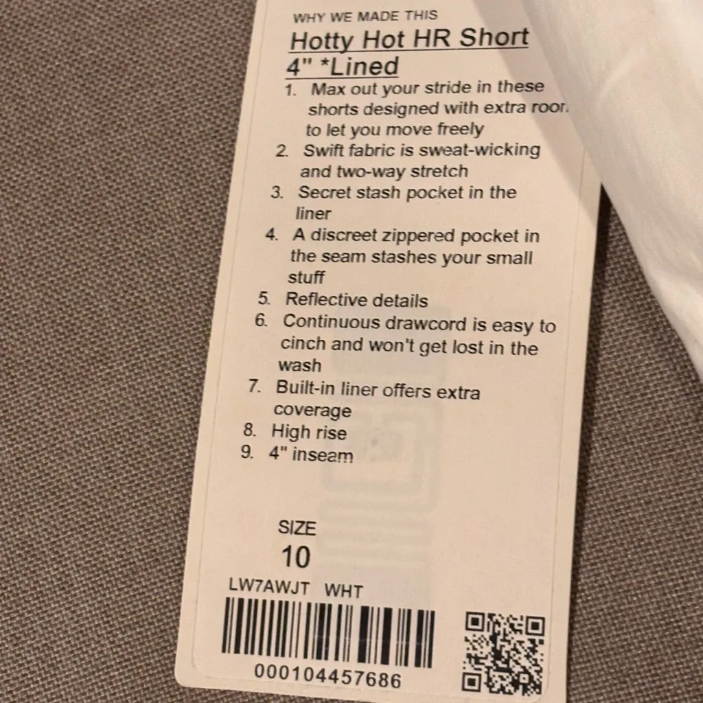 NWT Lululemon Hotty Hot High-Rise Lined Short 4" White Size 10 Tall HR Running - Image 10