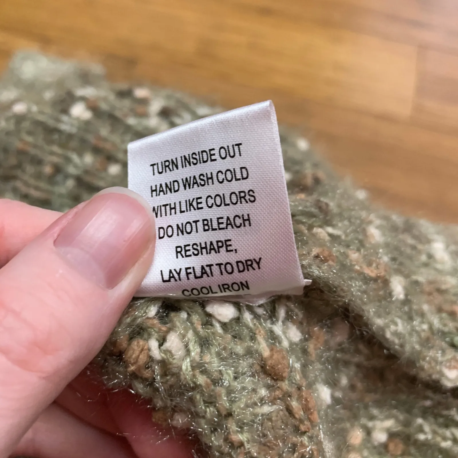 Like Love Women Small Textured Knit Sweater Green Brown Speckled Casual Pullover - Image 7