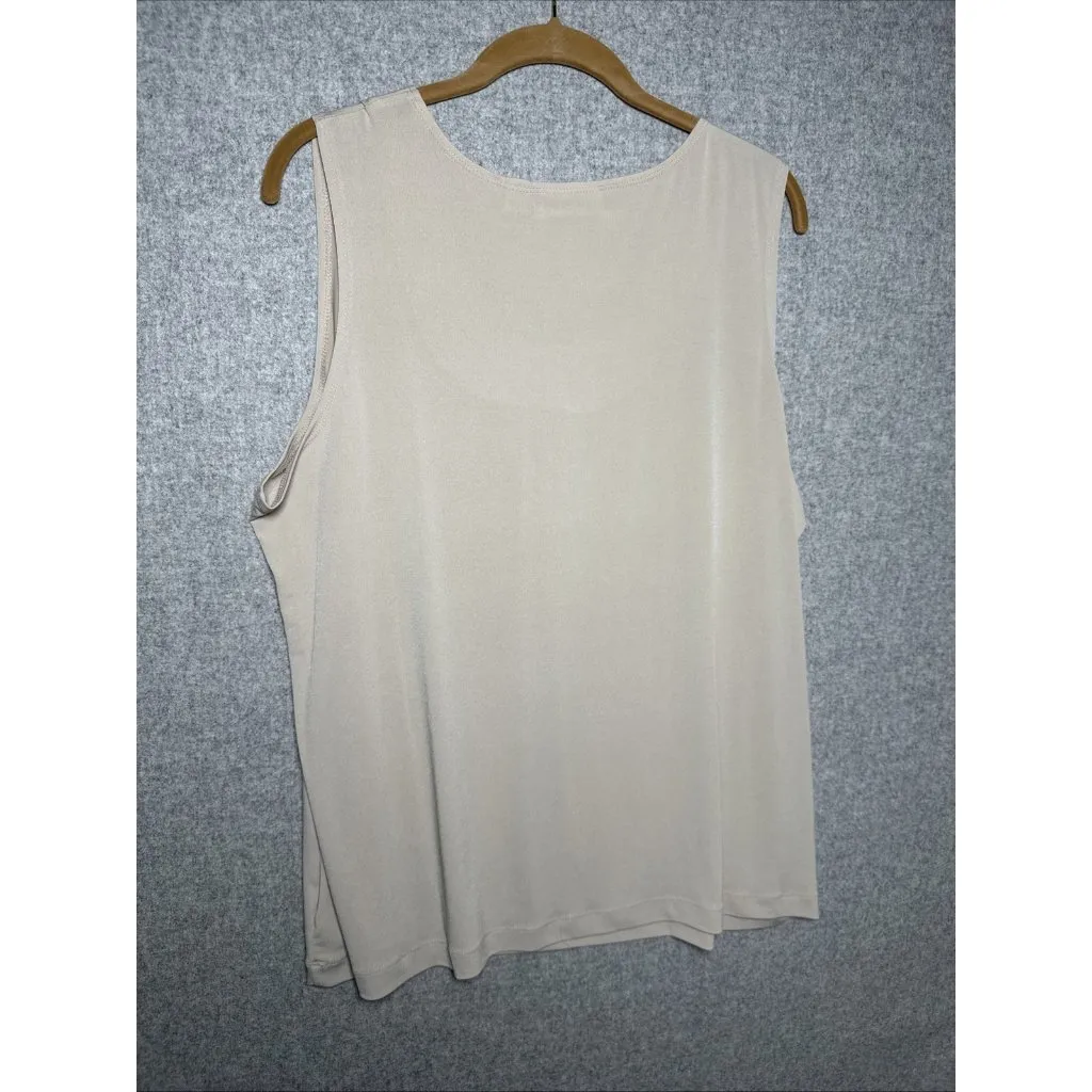Susan Graver Liquid Knit Open Cardigan Tank Set Top XL Beige QVC Stretch Travel - Image 11