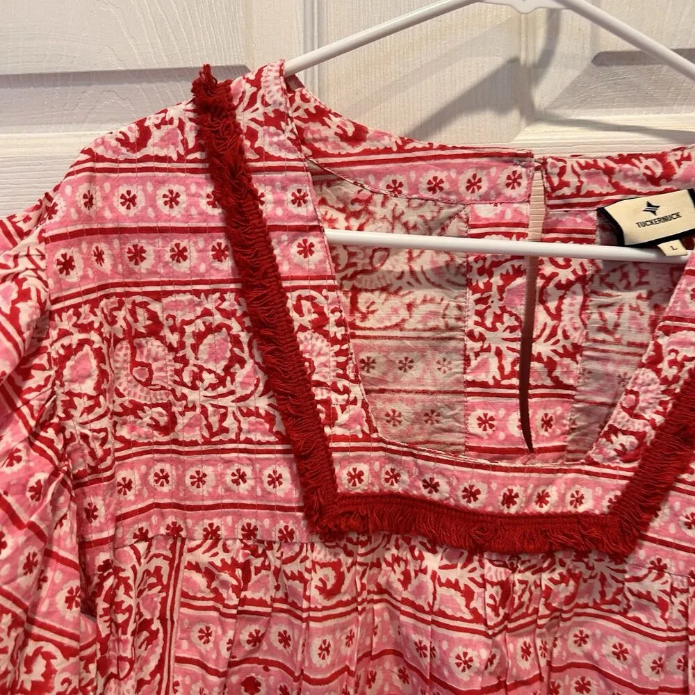 Tuckernuck Catalans Heat Wave Dress Cover Up Women’s‎ Size Large Red Pink Resort - Image 5