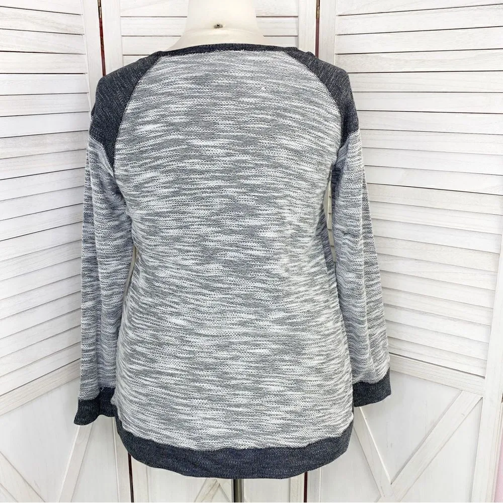 Torrid Textured Loop Colorblock Sweatshirt Gray White 2X - Image 4