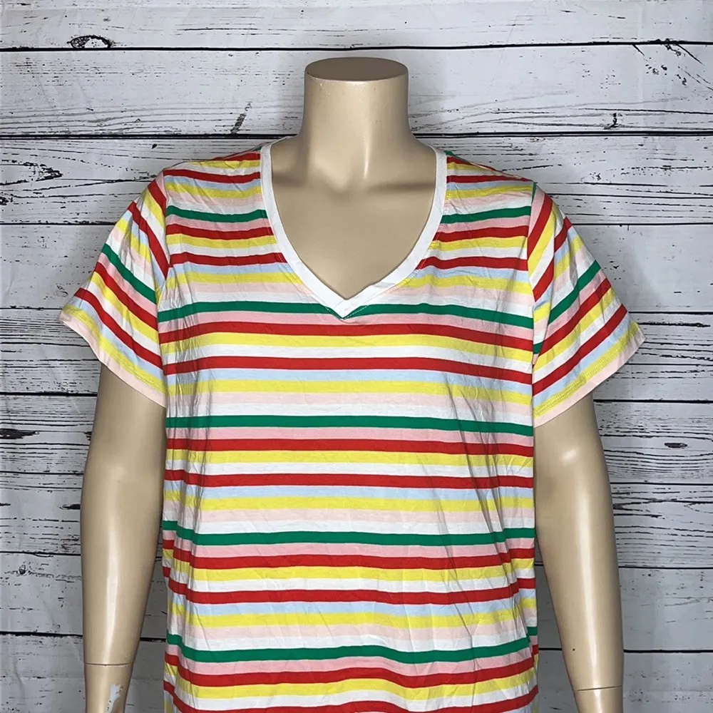Style & Co Plus NWT Size 3X Rainbow Stripe V-Neckline Essential Knit Top Shirt - Image 2