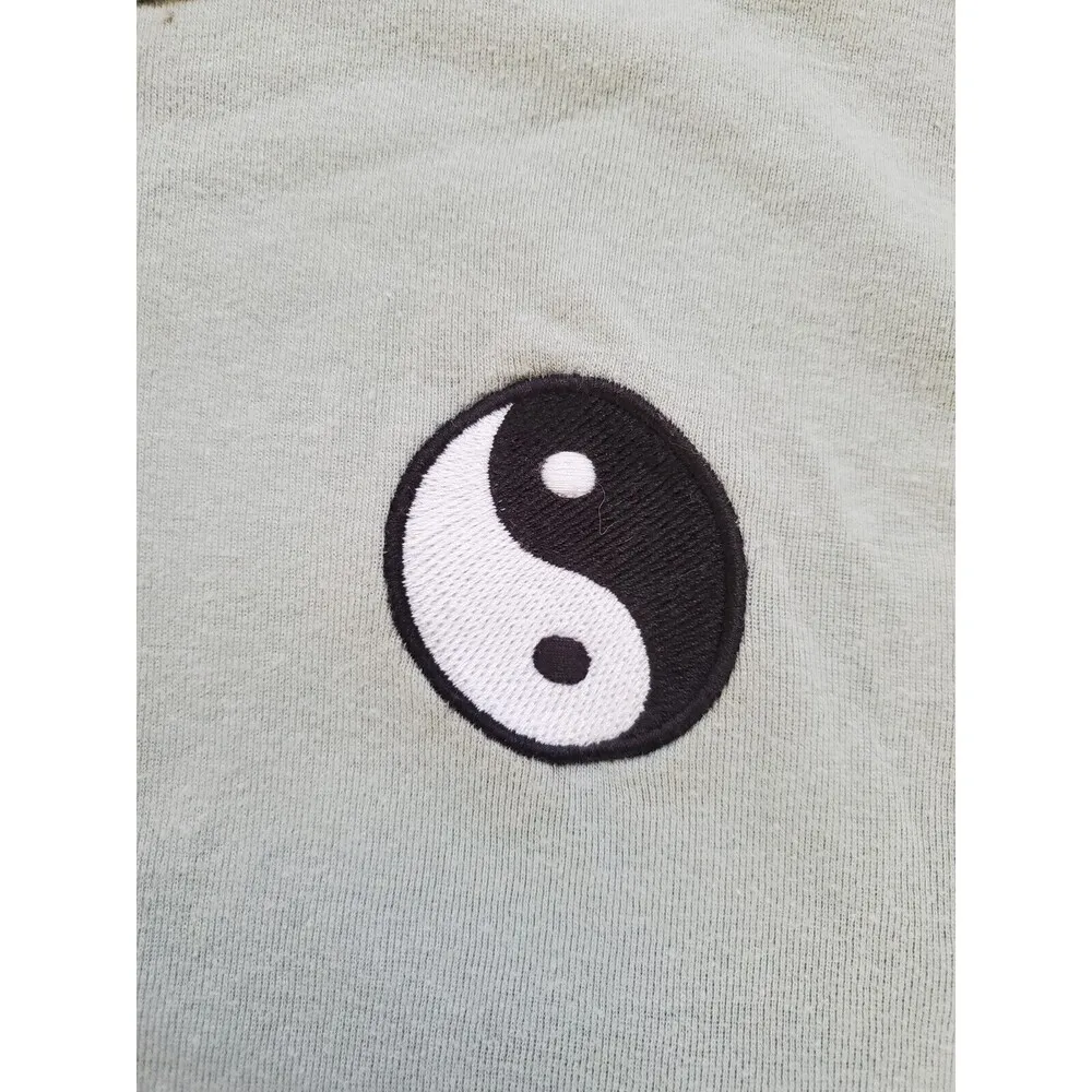 Modern Lux Shirt Women XL Crop Embroidered Ying Yang Ancient Chinese Symbol - Image 4