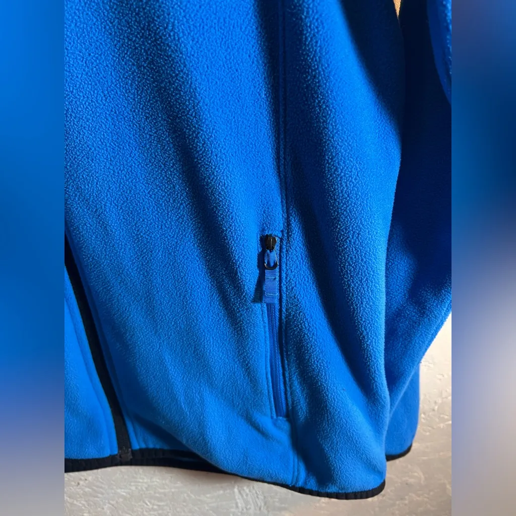 The North Face Blue Black Fleece Jacket S zip front pockets hoodie activewear - Image 3