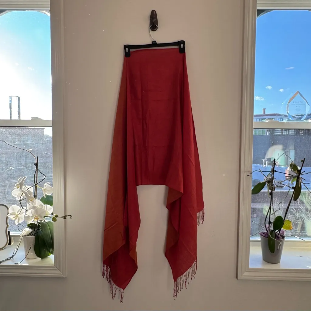 Bundle of Red, Orange, and Blue Silk Scarf/Pashmina Red - Image 11