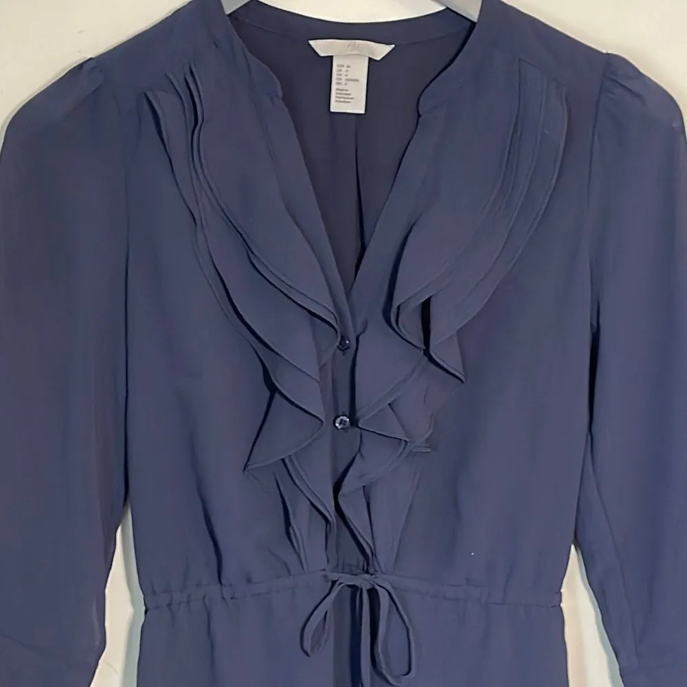 H &‎ M Navy Dress. Polyester. Size 4 - Image 2