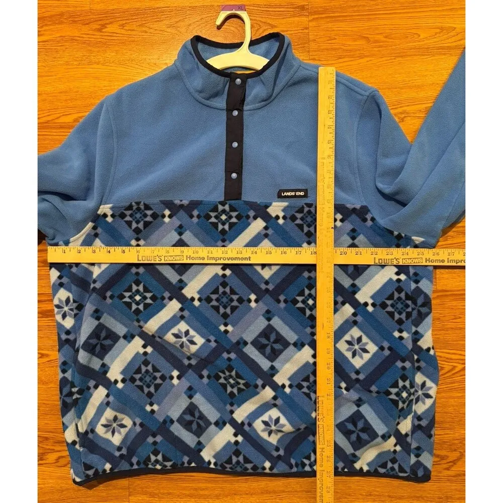 LANDS' END HERITAGE FLEECE SNAP NECK PULLOVER JACKET TOP WOMENS PLUS 2X Blue - Image 13