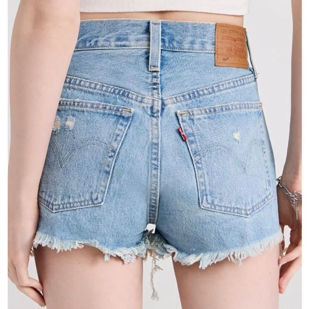 Levi’s 501 premium button fly distressed cutoff shorts. Size 24 - Image 2