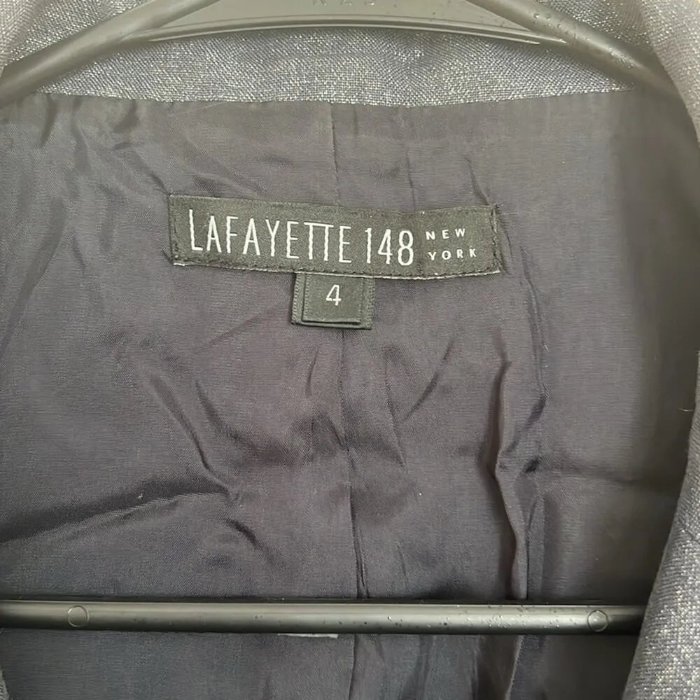 Lafayette 148 New York Gray Hip Length 3 Button Blazer - Image 2
